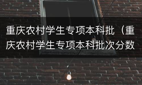 重庆农村学生专项本科批（重庆农村学生专项本科批次分数线）