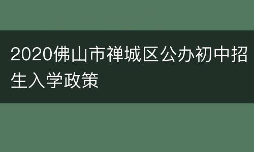 2020佛山市禅城区公办初中招生入学政策
