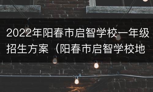 2022年阳春市启智学校一年级招生方案（阳春市启智学校地址）