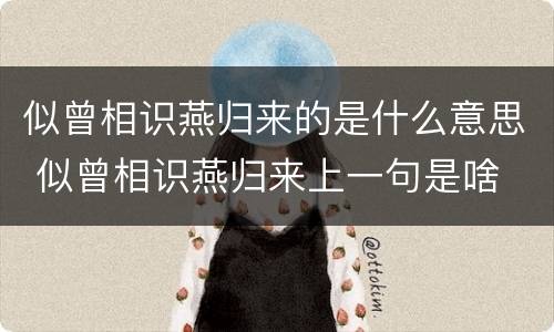 似曾相识燕归来的是什么意思 似曾相识燕归来上一句是啥