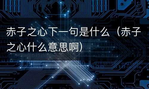 赤子之心下一句是什么（赤子之心什么意思啊）