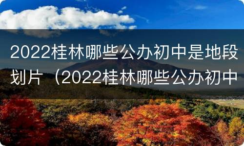 2022桂林哪些公办初中是地段划片（2022桂林哪些公办初中是地段划片学校）