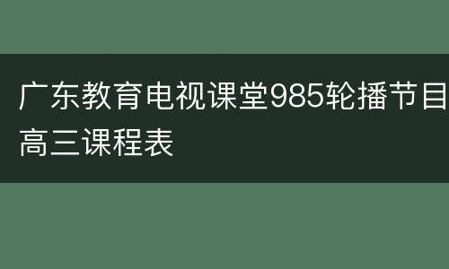广东教育电视课堂985轮播节目高三课程表