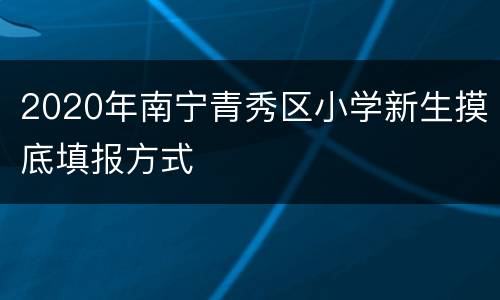 2020年南宁青秀区小学新生摸底填报方式