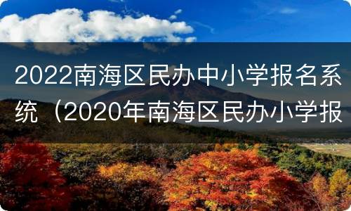 2022南海区民办中小学报名系统（2020年南海区民办小学报名）