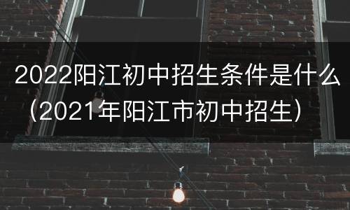 2022阳江初中招生条件是什么（2021年阳江市初中招生）