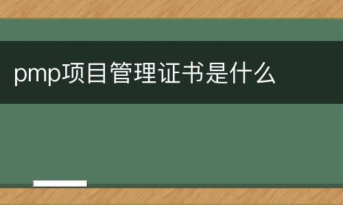 pmp项目管理证书是什么