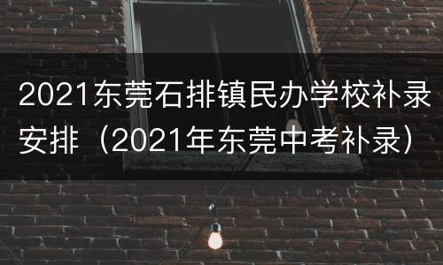 2021东莞石排镇民办学校补录安排（2021年东莞中考补录）