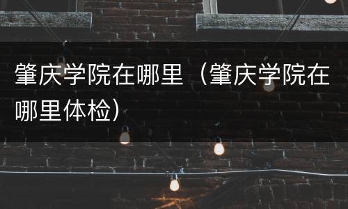 肇庆学院在哪里（肇庆学院在哪里体检）