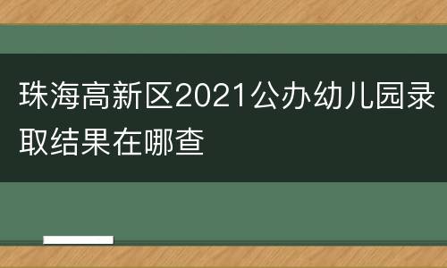 珠海高新区2021公办幼儿园录取结果在哪查