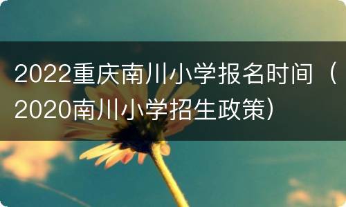 2022重庆南川小学报名时间（2020南川小学招生政策）
