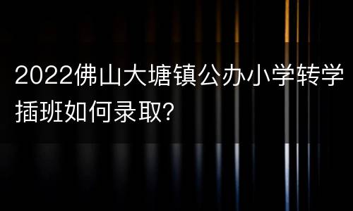 2022佛山大塘镇公办小学转学插班如何录取？