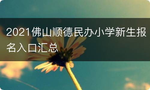 2021佛山顺德民办小学新生报名入口汇总