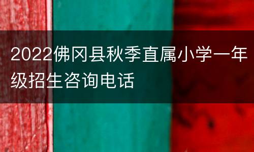 2022佛冈县秋季直属小学一年级招生咨询电话