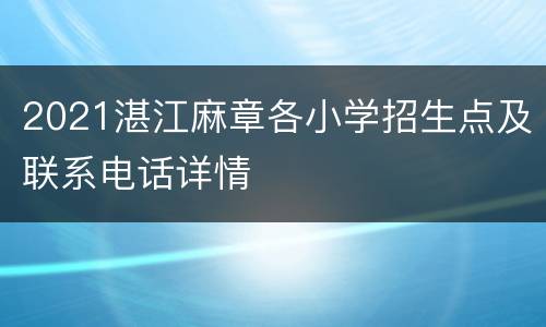 2021湛江麻章各小学招生点及联系电话详情