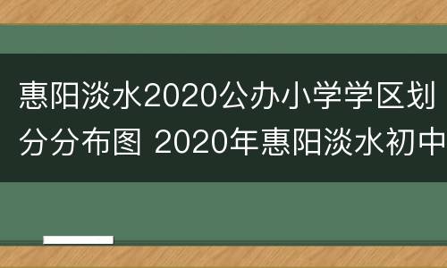 惠阳淡水2020公办小学学区划分分布图 2020年惠阳淡水初中学区划分