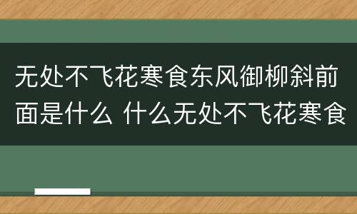 无处不飞花寒食东风御柳斜前面是什么 什么无处不飞花寒食东风御柳斜