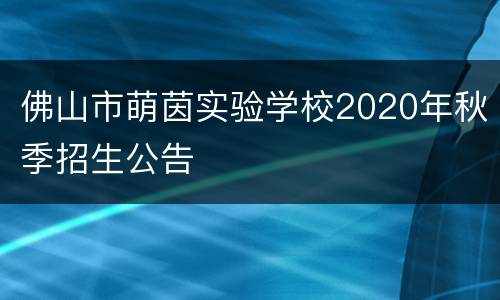 佛山市萌茵实验学校2020年秋季招生公告