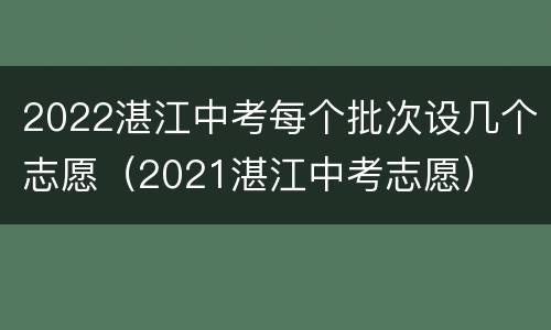 2022湛江中考每个批次设几个志愿（2021湛江中考志愿）