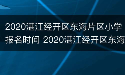 2020湛江经开区东海片区小学报名时间 2020湛江经开区东海片区小学报名时间