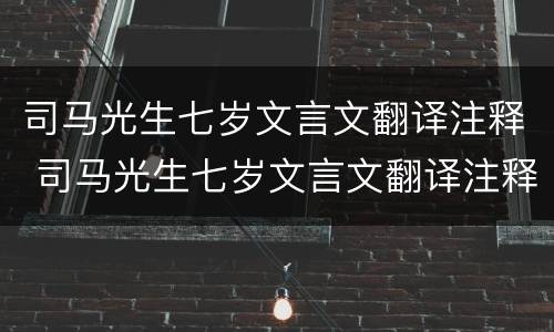 司马光生七岁文言文翻译注释 司马光生七岁文言文翻译注释,司马温公幼时光又是