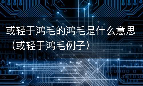 或轻于鸿毛的鸿毛是什么意思（或轻于鸿毛例子）