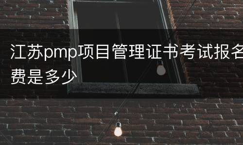 江苏pmp项目管理证书考试报名费是多少