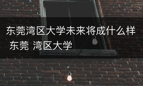 东莞湾区大学未来将成什么样 东莞 湾区大学