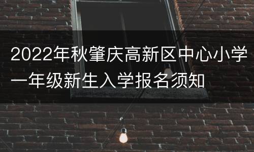 2022年秋肇庆高新区中心小学一年级新生入学报名须知