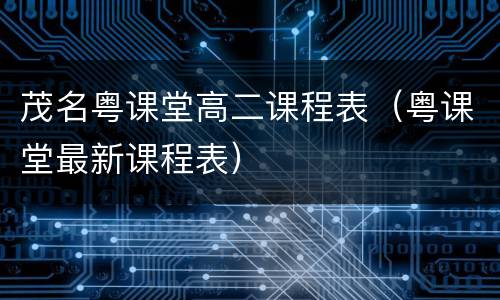 茂名粤课堂高二课程表（粤课堂最新课程表）