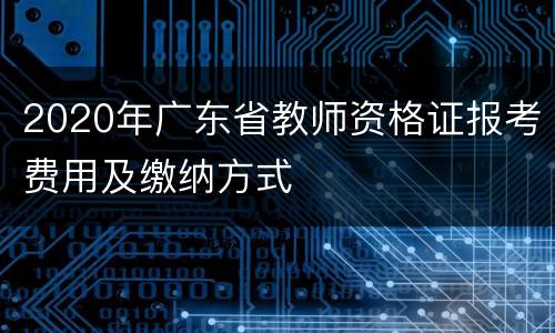 2020年广东省教师资格证报考费用及缴纳方式