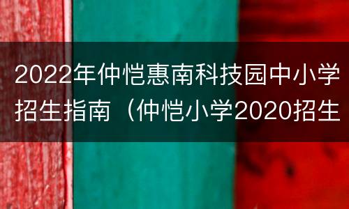 2022年仲恺惠南科技园中小学招生指南（仲恺小学2020招生）