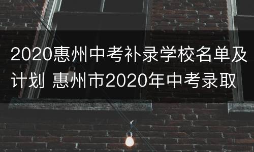 2020惠州中考补录学校名单及计划 惠州市2020年中考录取