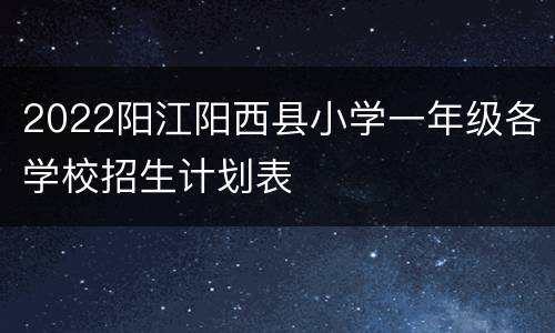 2022阳江阳西县小学一年级各学校招生计划表