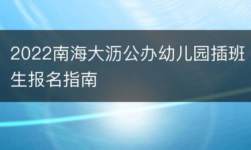 2022南海大沥公办幼儿园插班生报名指南