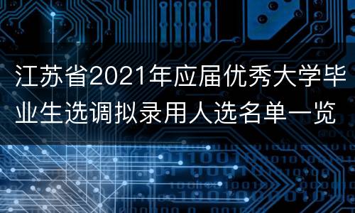 江苏省2021年应届优秀大学毕业生选调拟录用人选名单一览
