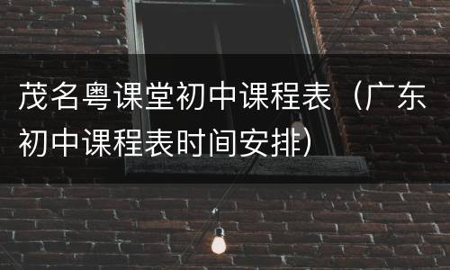 茂名粤课堂初中课程表（广东初中课程表时间安排）