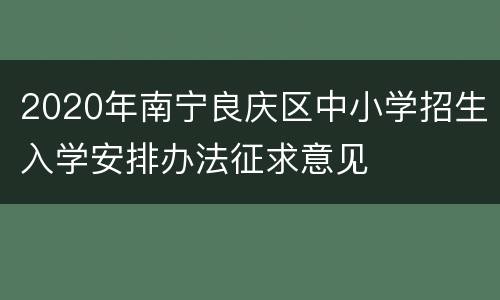 2020年南宁良庆区中小学招生入学安排办法征求意见