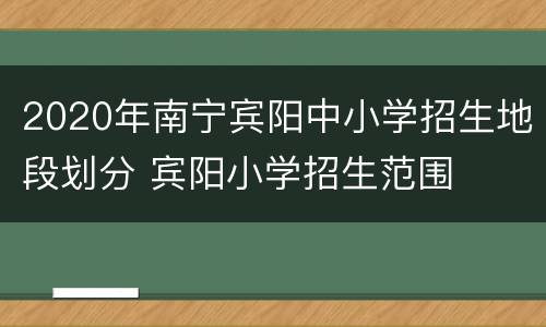 2020年南宁宾阳中小学招生地段划分 宾阳小学招生范围