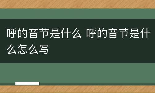 呼的音节是什么 呼的音节是什么怎么写