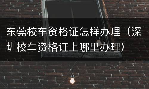 东莞校车资格证怎样办理（深圳校车资格证上哪里办理）