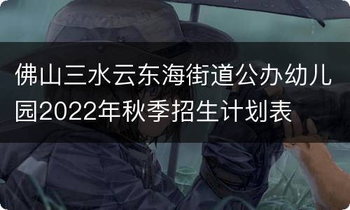 佛山三水云东海街道公办幼儿园2022年秋季招生计划表
