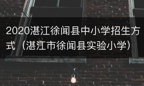 2020湛江徐闻县中小学招生方式（湛江市徐闻县实验小学）
