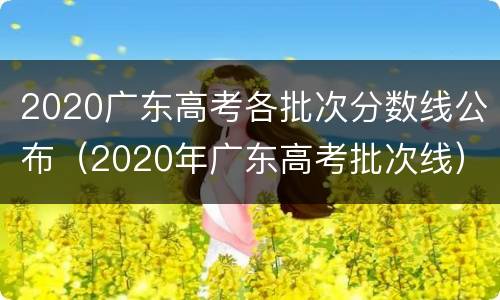 2020广东高考各批次分数线公布（2020年广东高考批次线）