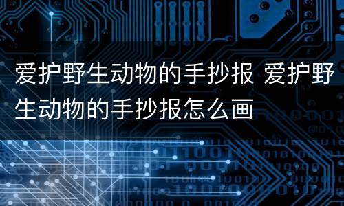 爱护野生动物的手抄报 爱护野生动物的手抄报怎么画