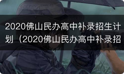 2020佛山民办高中补录招生计划（2020佛山民办高中补录招生计划公布）