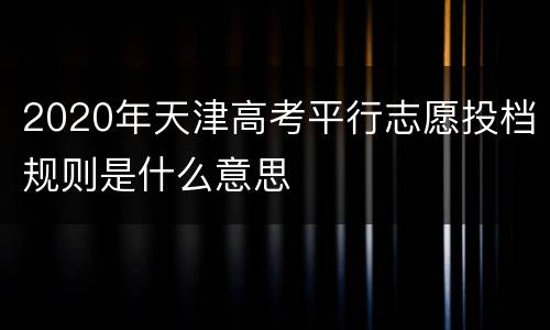 2020年天津高考平行志愿投档规则是什么意思