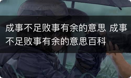 成事不足败事有余的意思 成事不足败事有余的意思百科