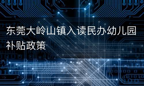 东莞大岭山镇入读民办幼儿园补贴政策