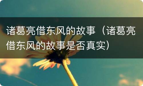 诸葛亮借东风的故事（诸葛亮借东风的故事是否真实）